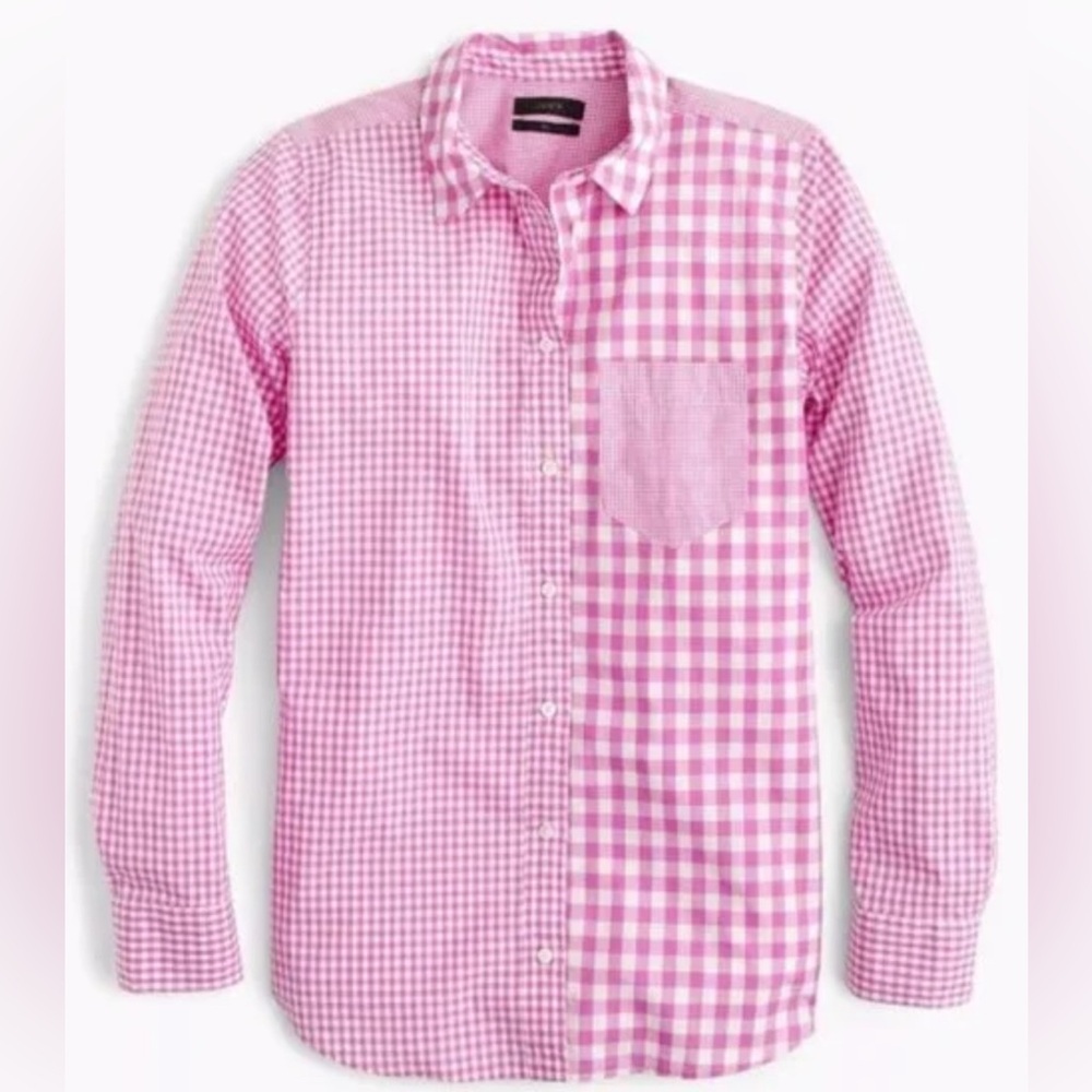 J.Crew Pink Gingham Button Down Boy Shirt